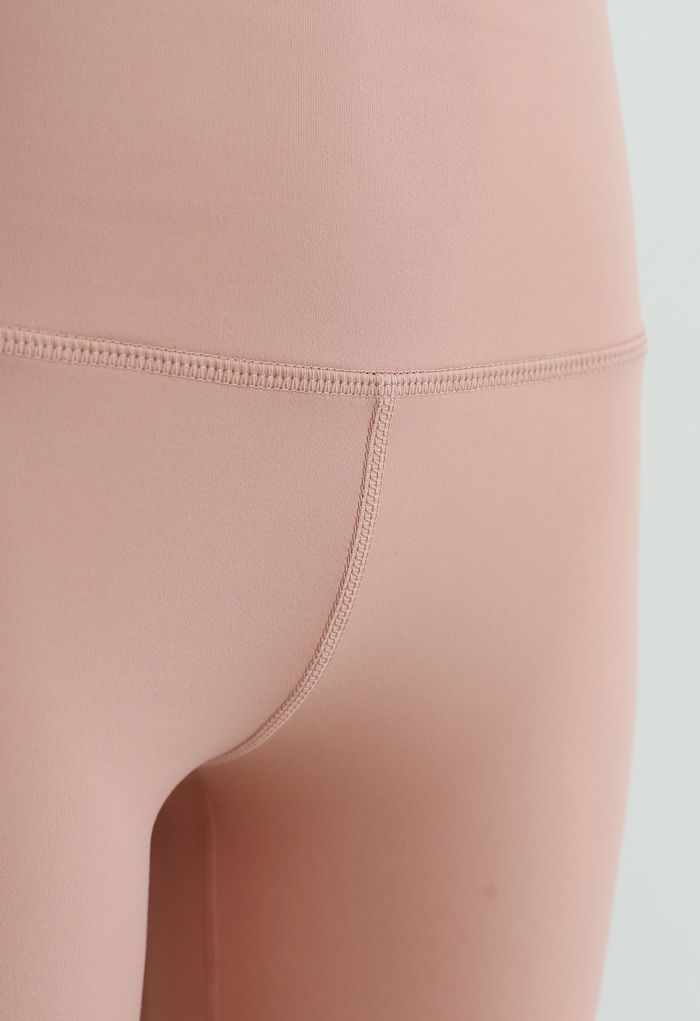 Seam Detail High-Waisted Sculpt Legging Shorts in Pink
