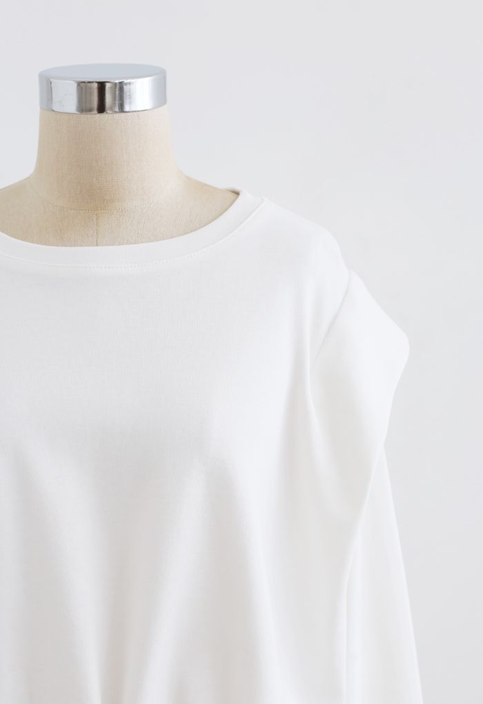 Adjustable Oversized Crop Sweatshirt in White