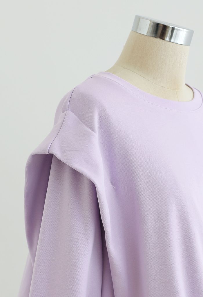 Adjustable Oversized Crop Sweatshirt in Lavender