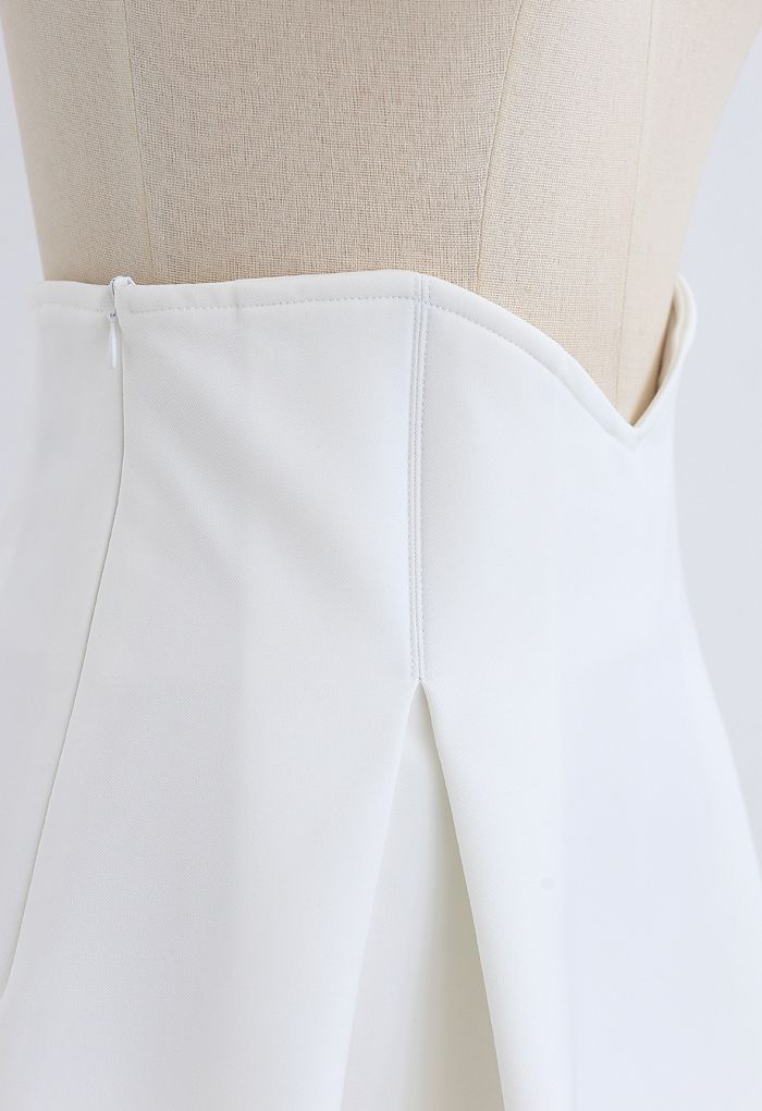 High Waist Corset Pleated Mini Skirt in White