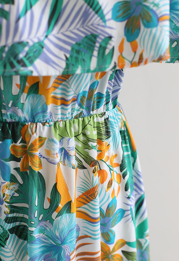 Tropical Vibe Cold-Shoulder Cami Dress