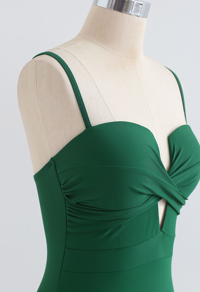 Cross Front Cami Swimsuit in Green