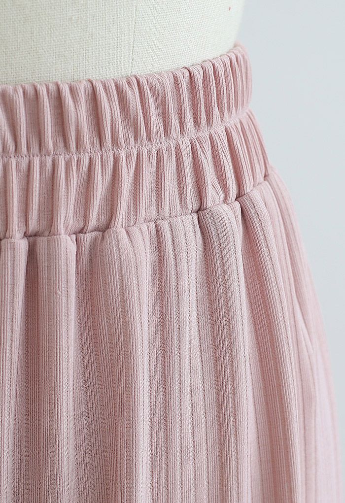 Cozy Straight Leg Knit Pants in Pink