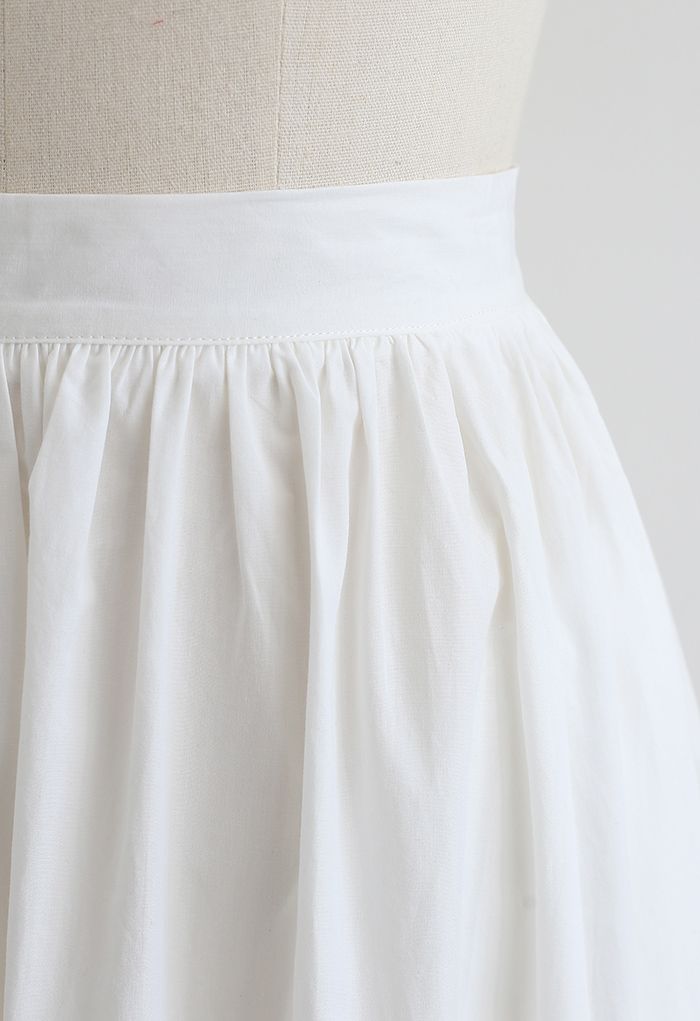 Versatile Cotton Midi Skirt in White