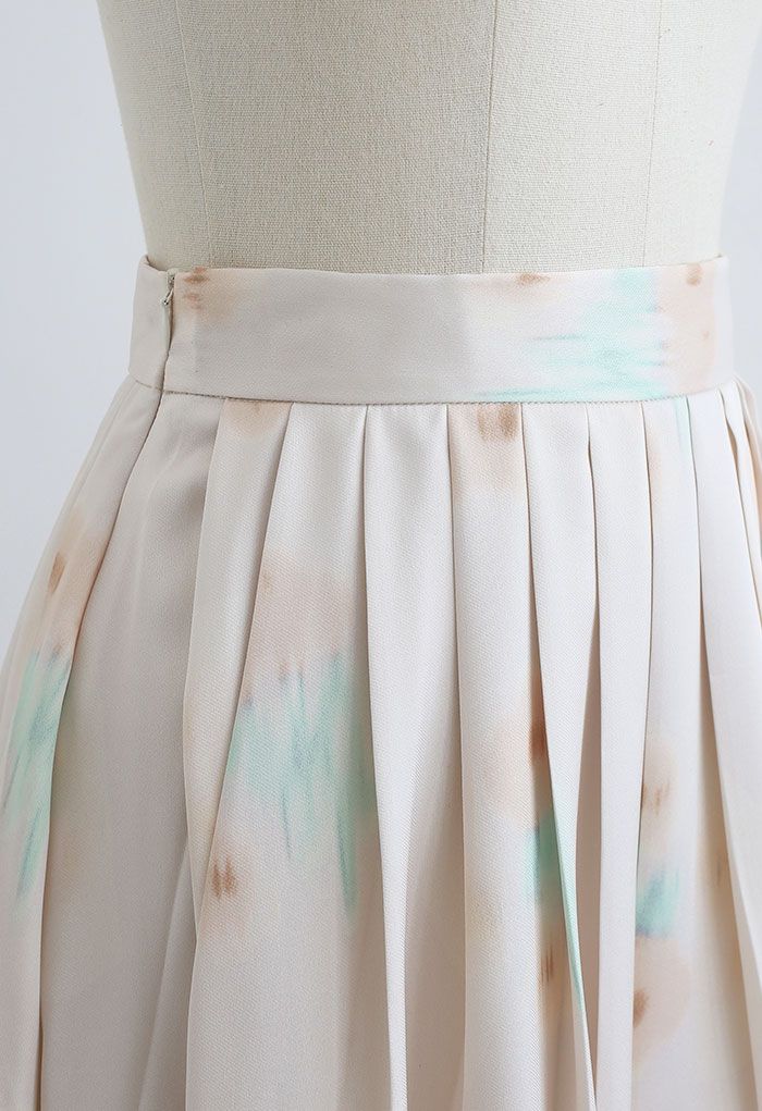 Floral Print Pleated Midi Skirt in Blush Pink