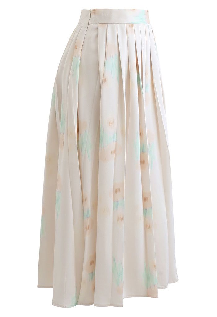 Floral Print Pleated Midi Skirt in Blush Pink