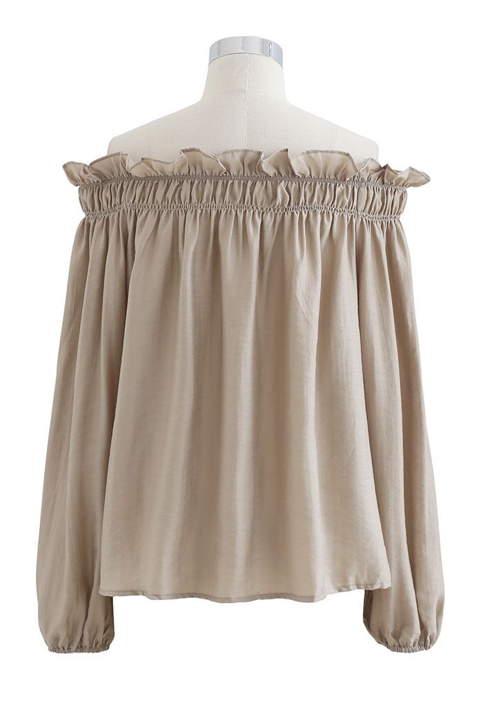 Ruffle Off-Shoulder Dolly Top in Sand