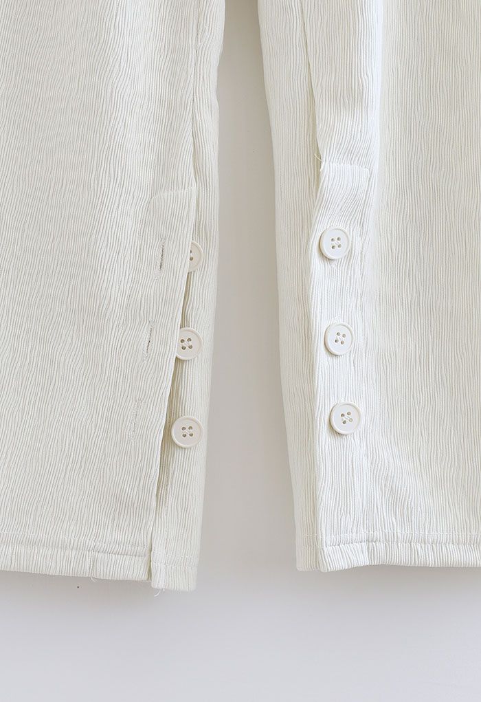 Buttoned Slit Cuffs Straight Leg Pants in Ivory