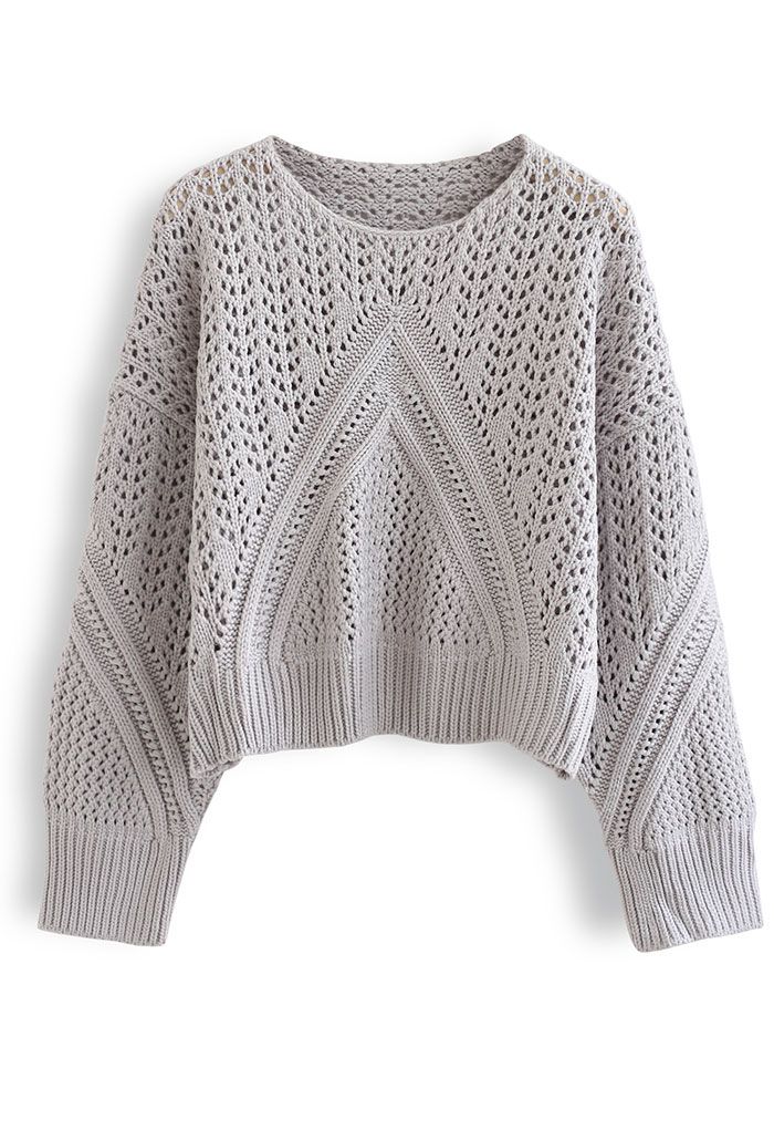 Hollow Out Chunky Knit Sweater in Grey