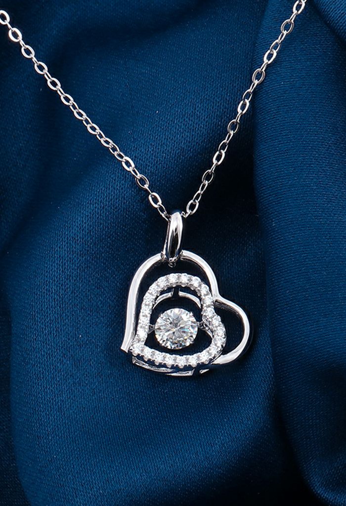 Double Heart Moissanite Diamond Necklace