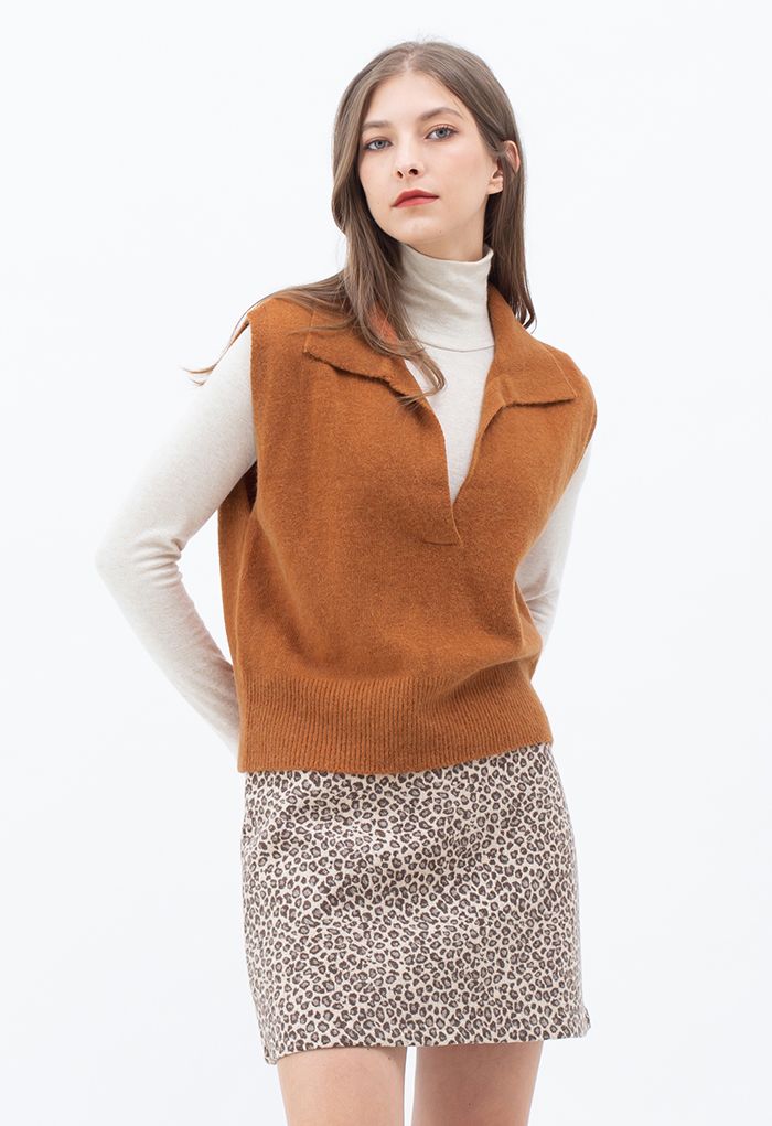 Wool-Blend Leopard Print Mini Bud Skirt