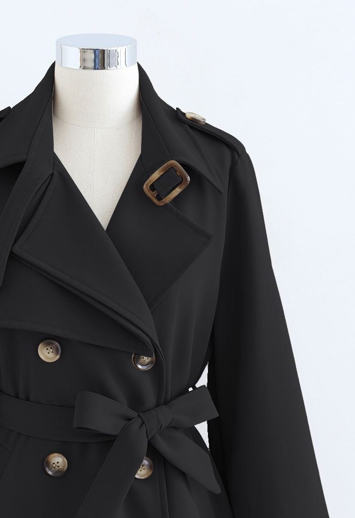 Original Double-Breasted Belted Coat in Black