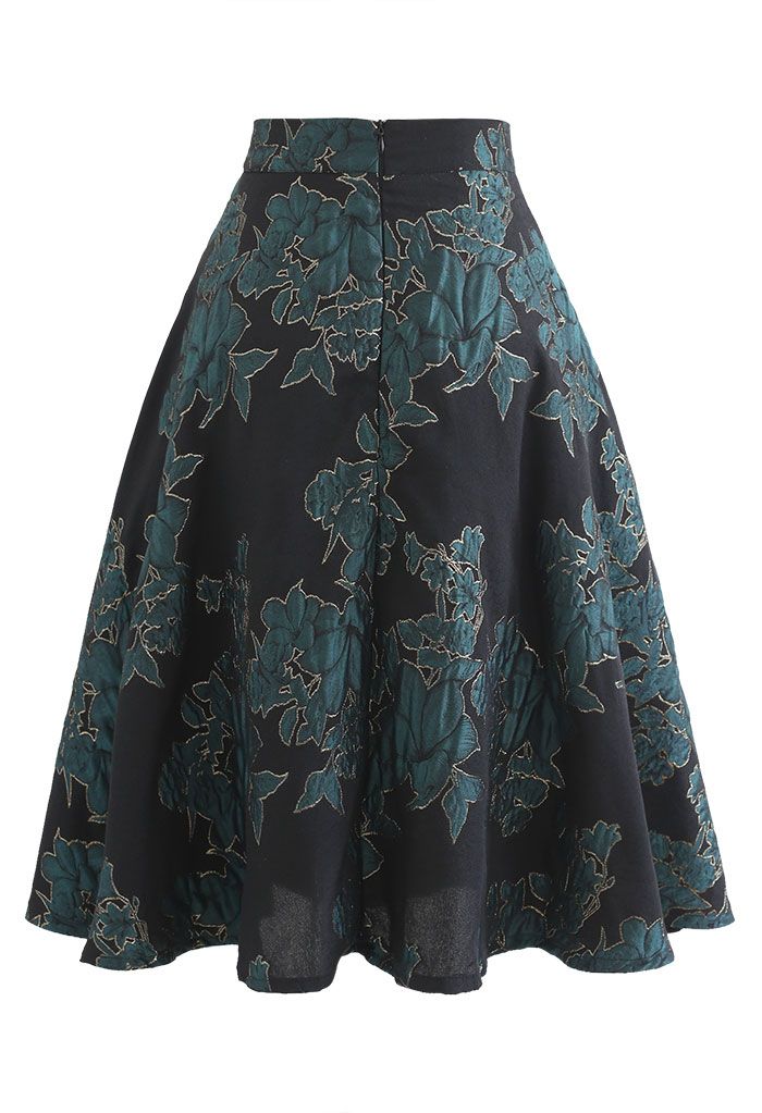 Luxurious Floral Jacquard Embossed Skirt