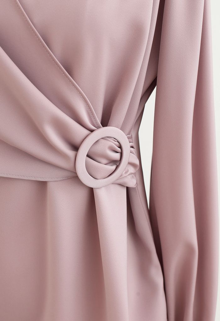 O-Ring Flap Satin Top in Pink