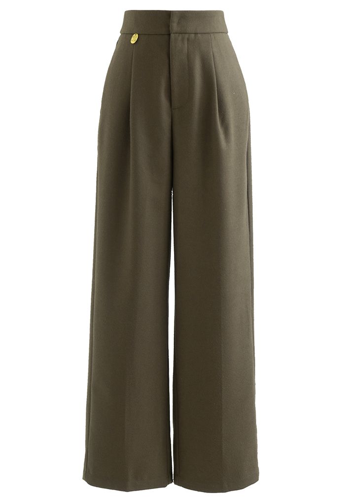 Soft Touch Straight-Leg Pants in Army Green