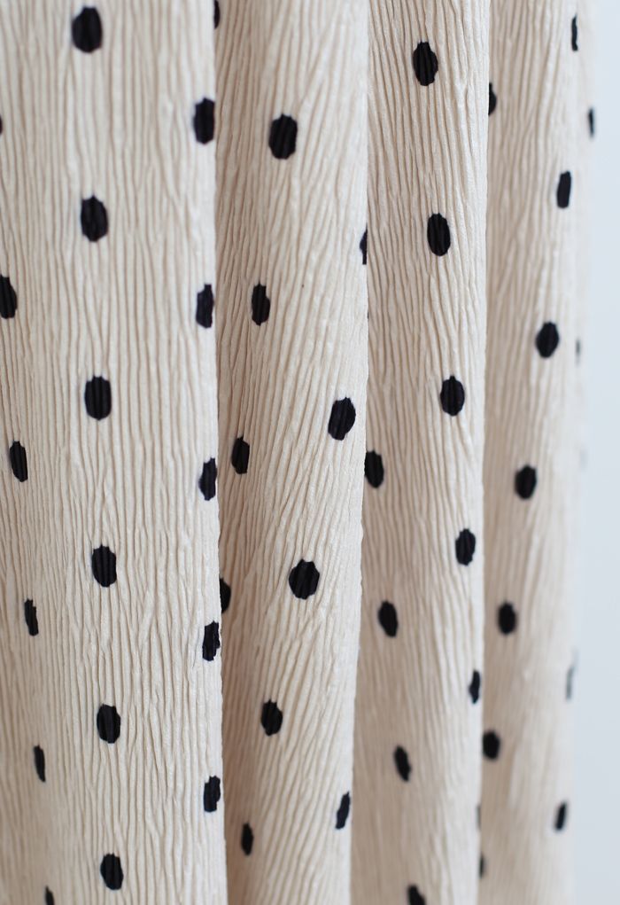 Dots Print Corduroy Velvet skirt in Cream