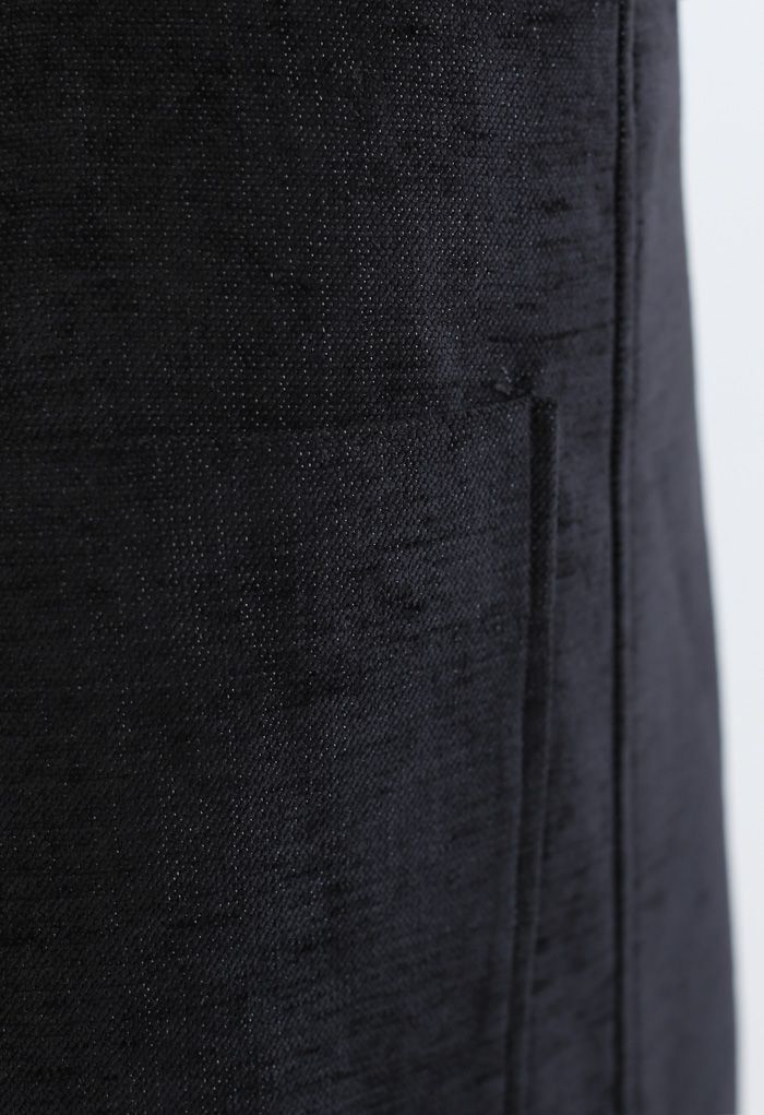 Patched Pocket Shimmer Tweed Mini Skirt in Black