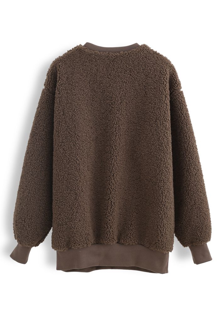 Sherpa Oversized Pullover in Brown