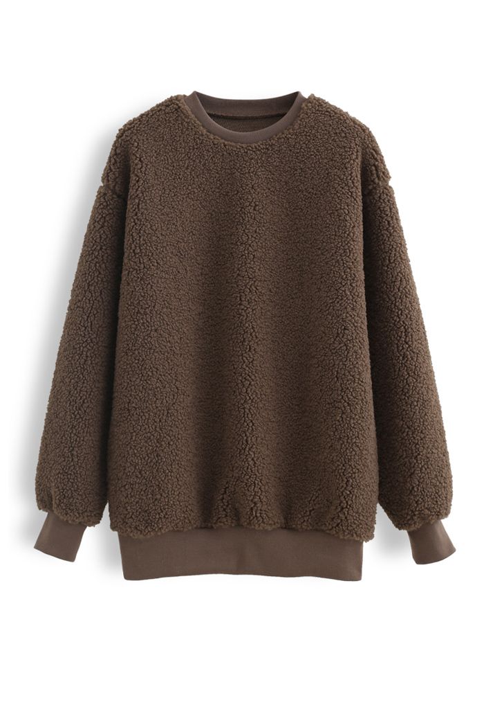 Sherpa Oversized Pullover in Brown