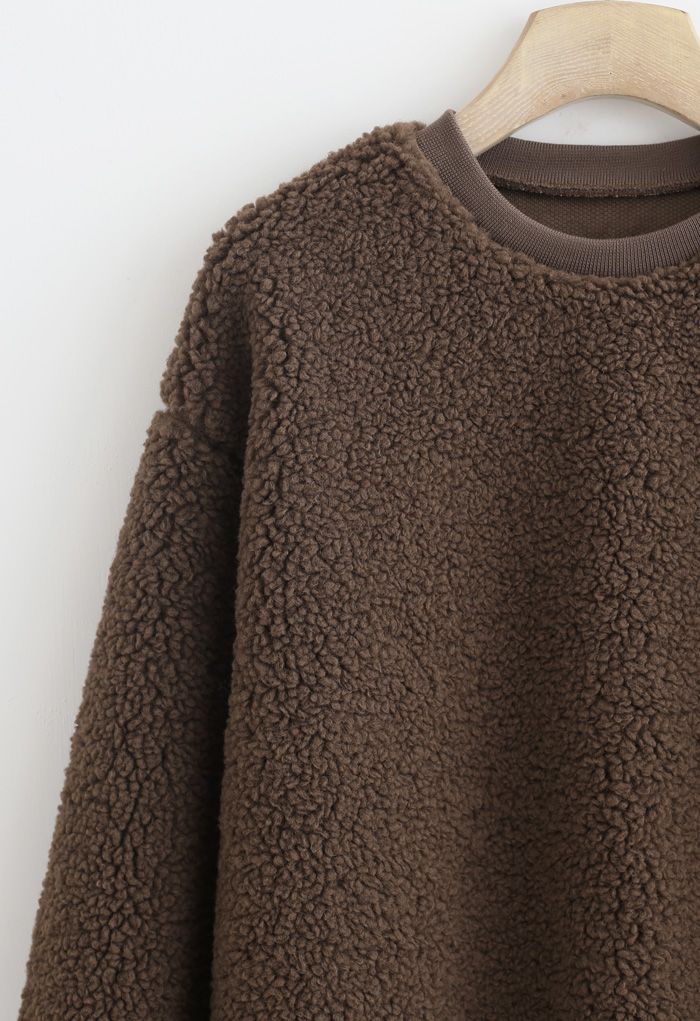 Sherpa Oversized Pullover in Brown