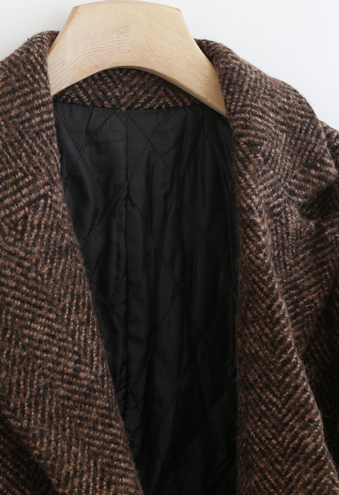 Herringbone Double-Breasted Wool-Blend Quilted Blazer