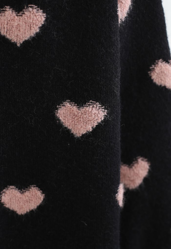 Pinky Heart Oversized Fuzzy Knit Sweater