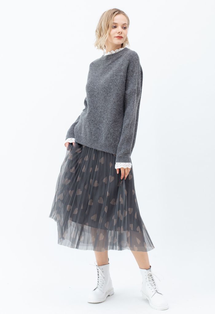 layered tulle skirt grey