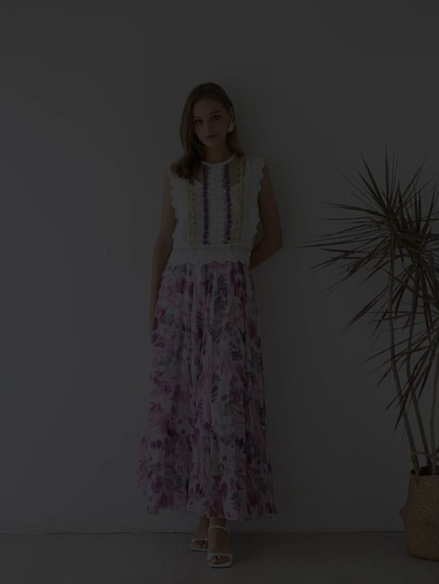 Plum Floral Watercolor Chiffon Maxi Skirt