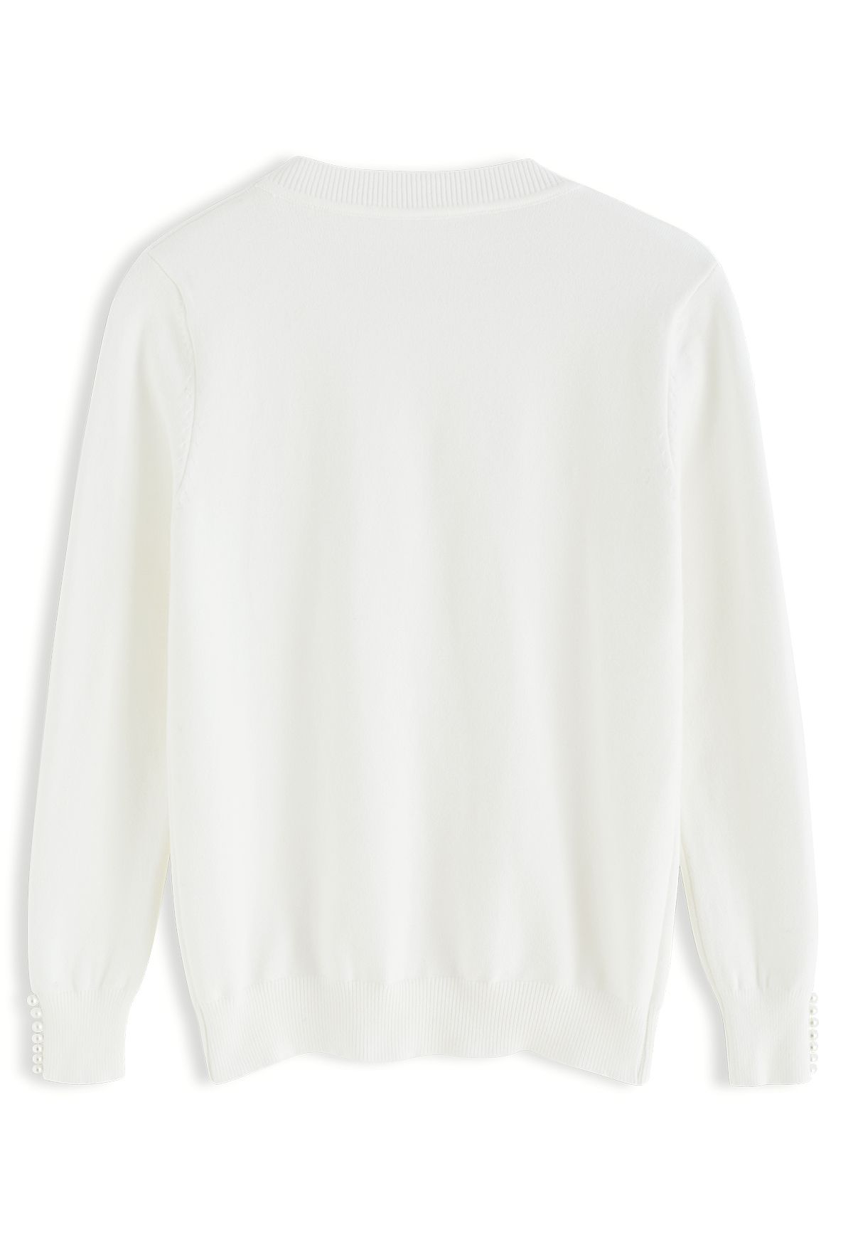 Pearl Trimmed Soft Knit Top in White - Retro, Indie and Unique Fashion