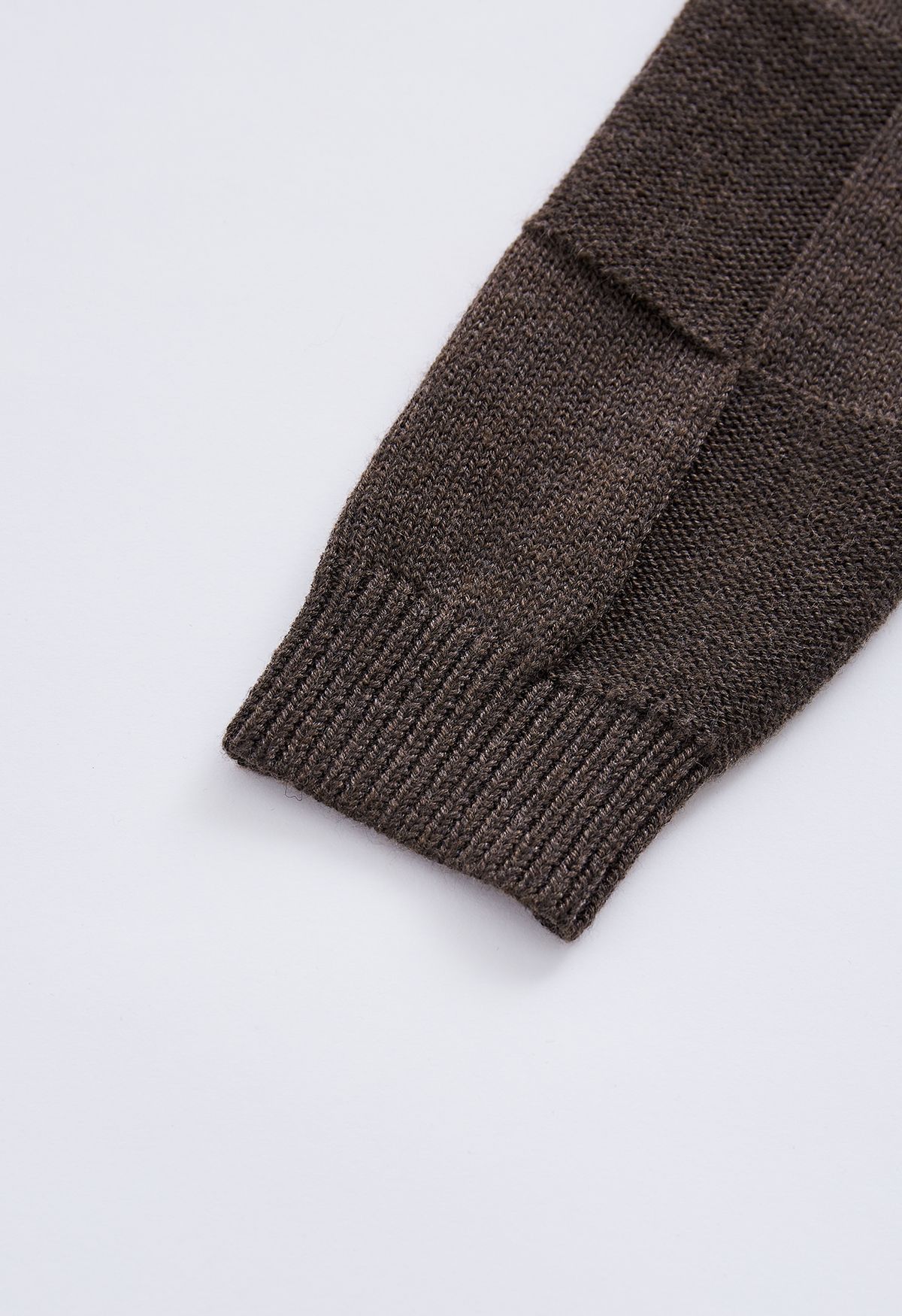 Simple Grid Drop Shoulder Crop Sweater in Brown