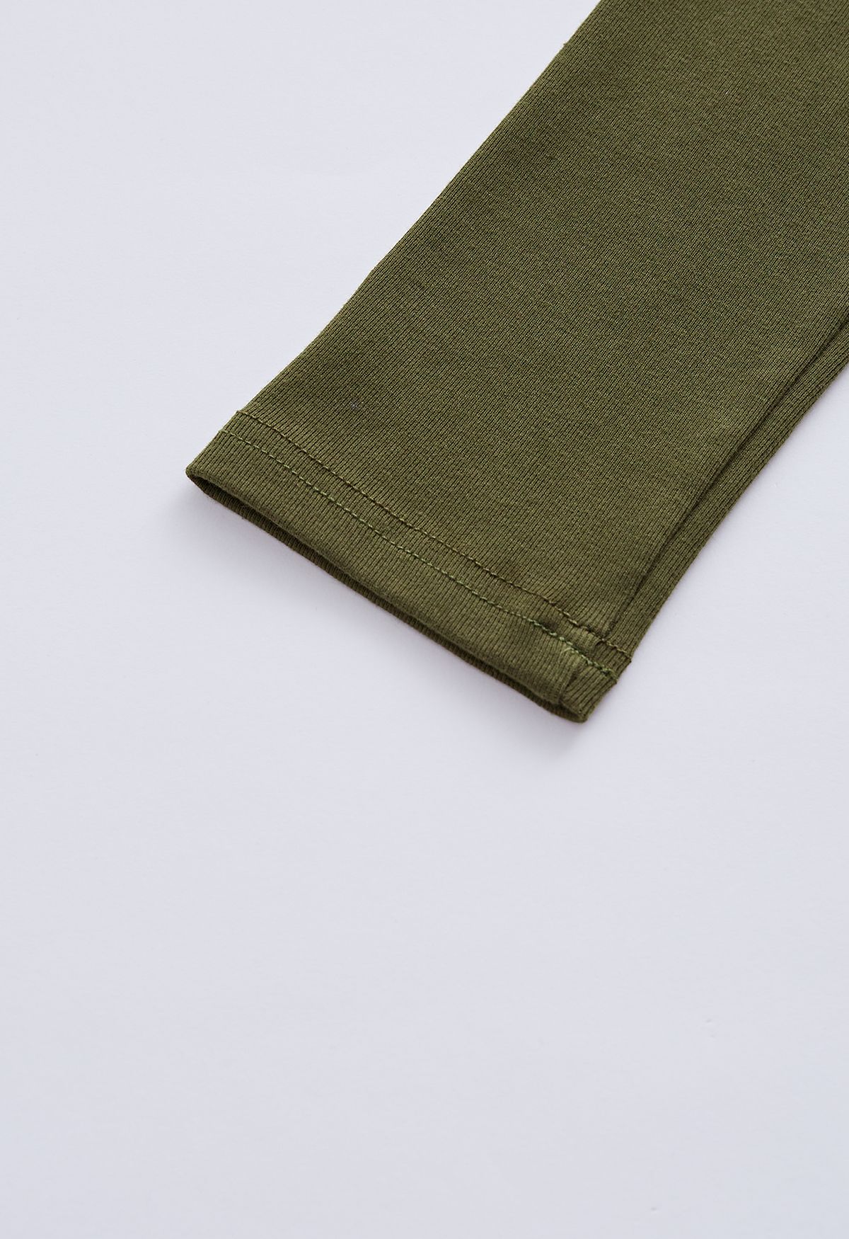 Crisscross Faux-Wrap Soft Cotton Top in Army Green