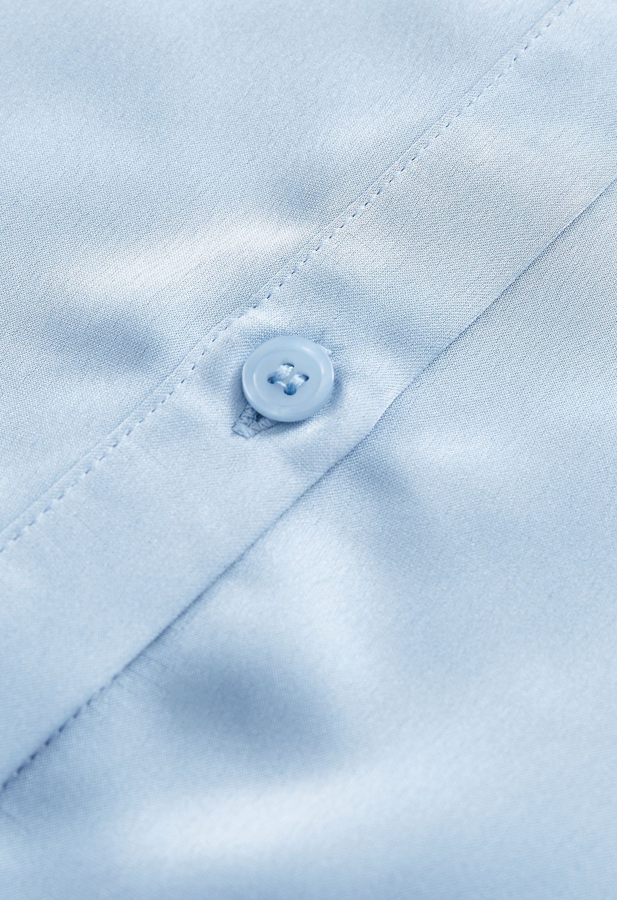 Satin Finish Button Up Shirt in Baby Blue