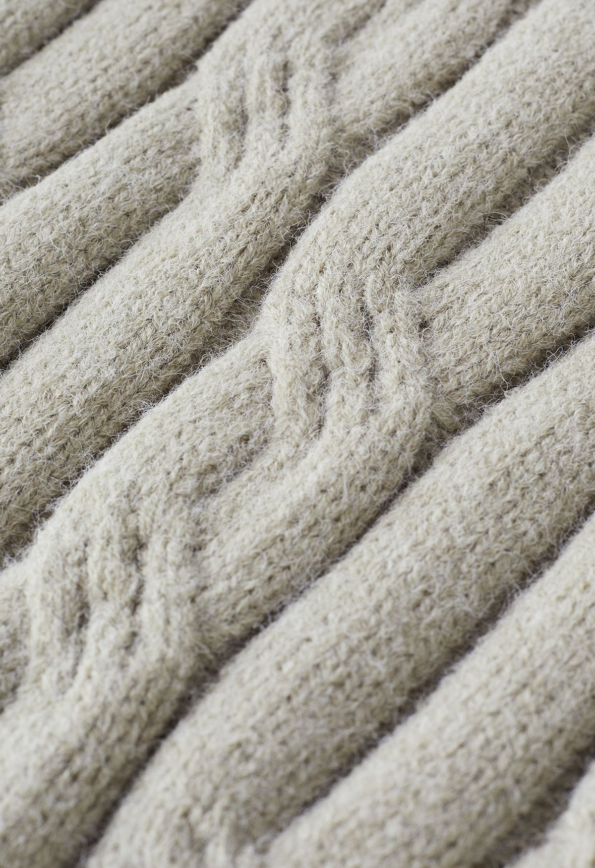 Braid Texture Round Neck Knit Sweater in Sage