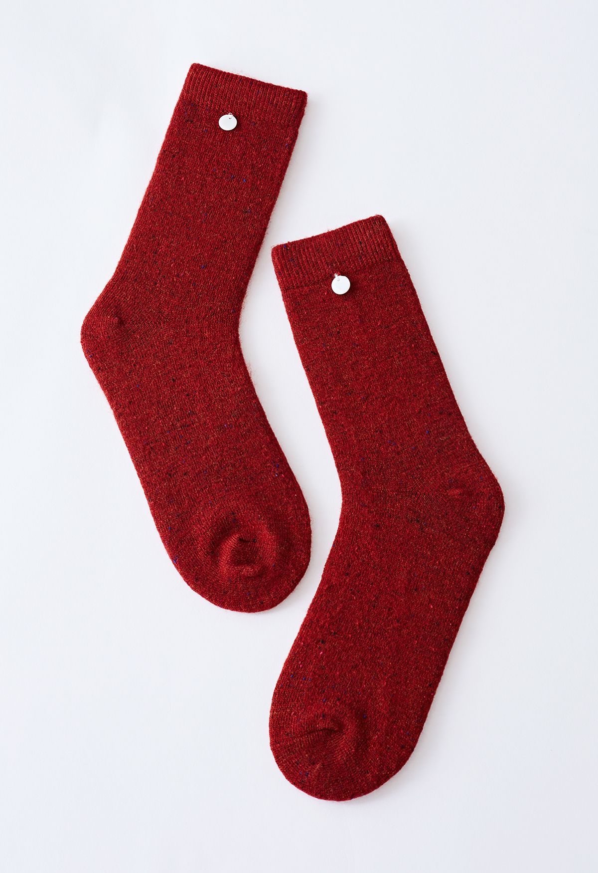 Mix Color Dots Wool-Blend Crew Socks in Red