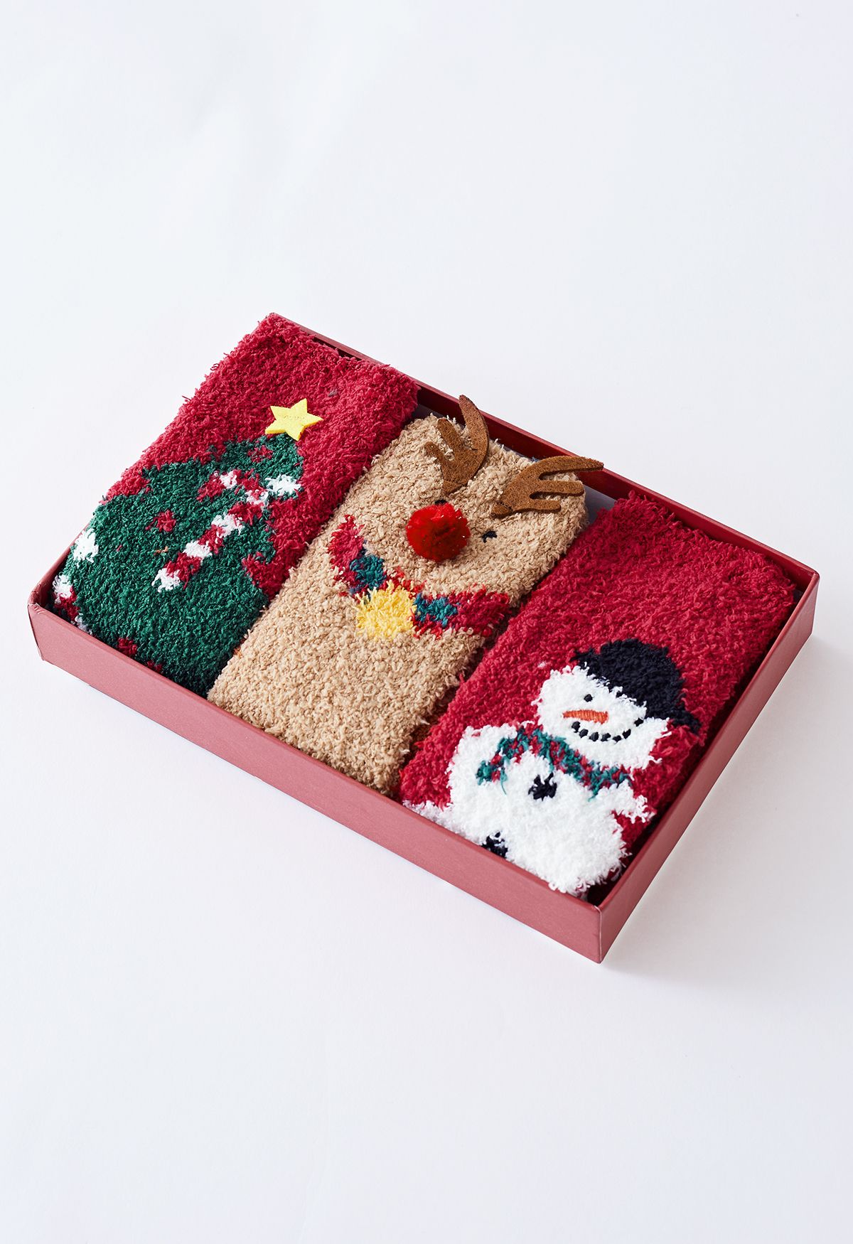 Elk Fuzzy Crew Socks Gift Box 