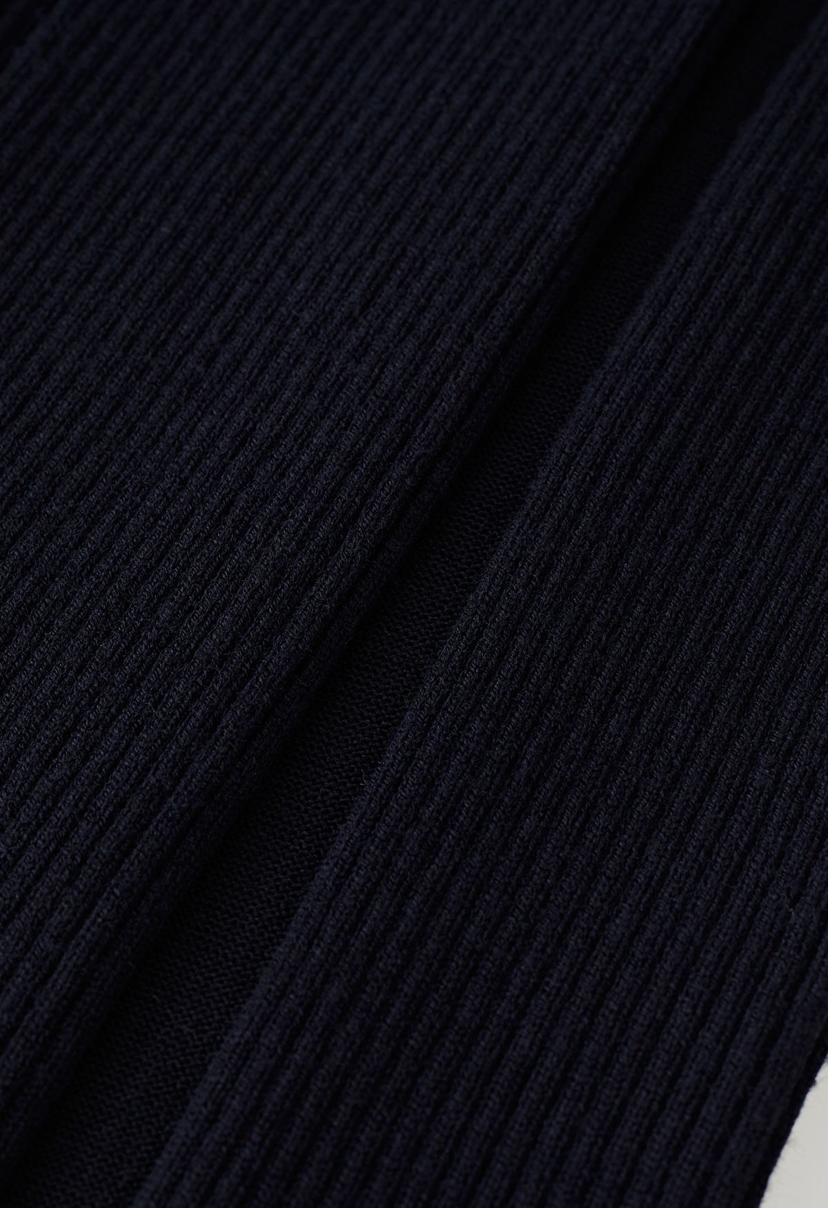 Tassel Flare Hem Ribbed Knit Pants in Black