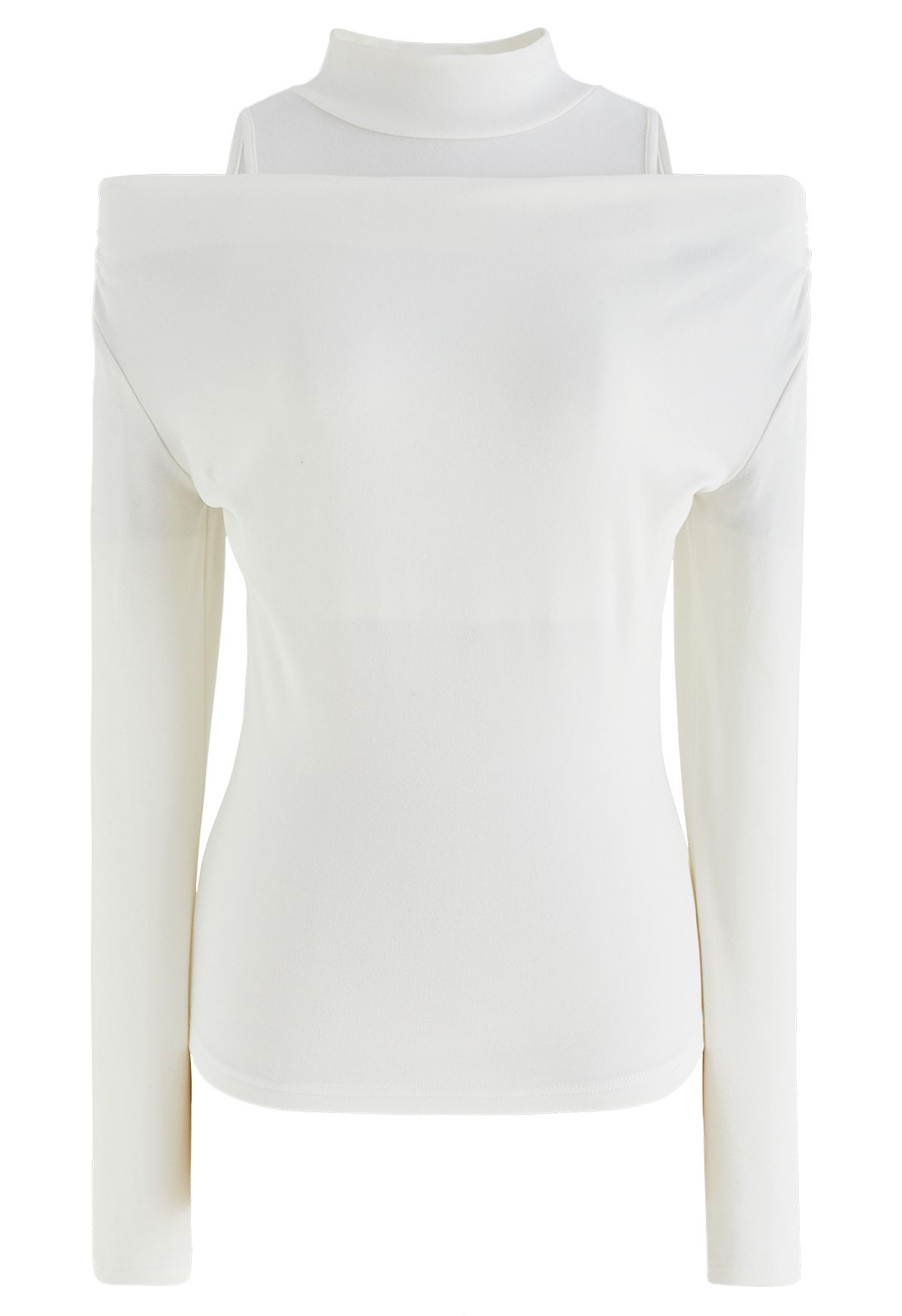 Skin-Friendly Cold-Shoulder Top in White