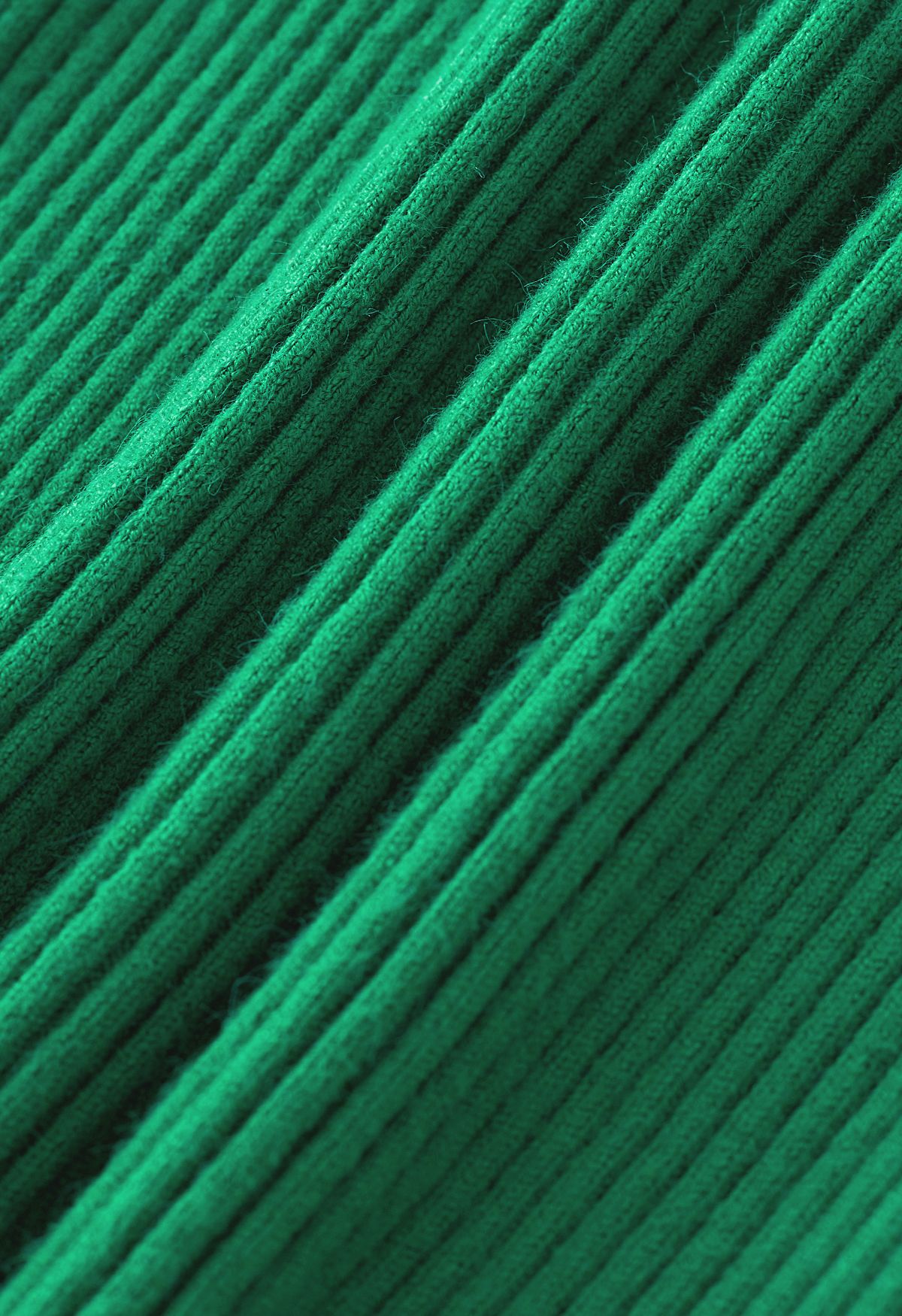 Cutout High Neck Rib Knit Top in Green