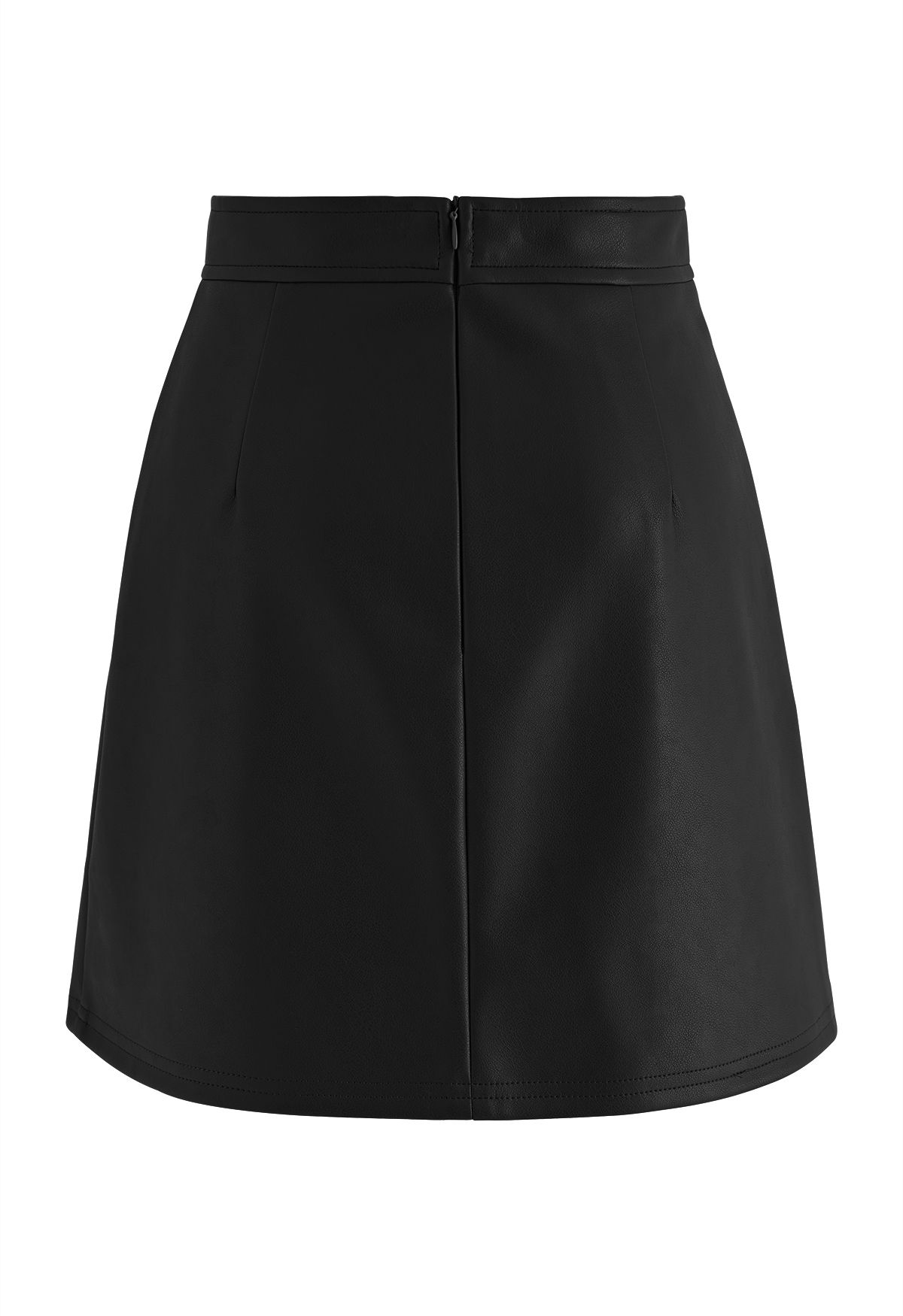 Nifty Faux Leather Flap Mini Bud Skirt in Black - Retro, Indie and ...