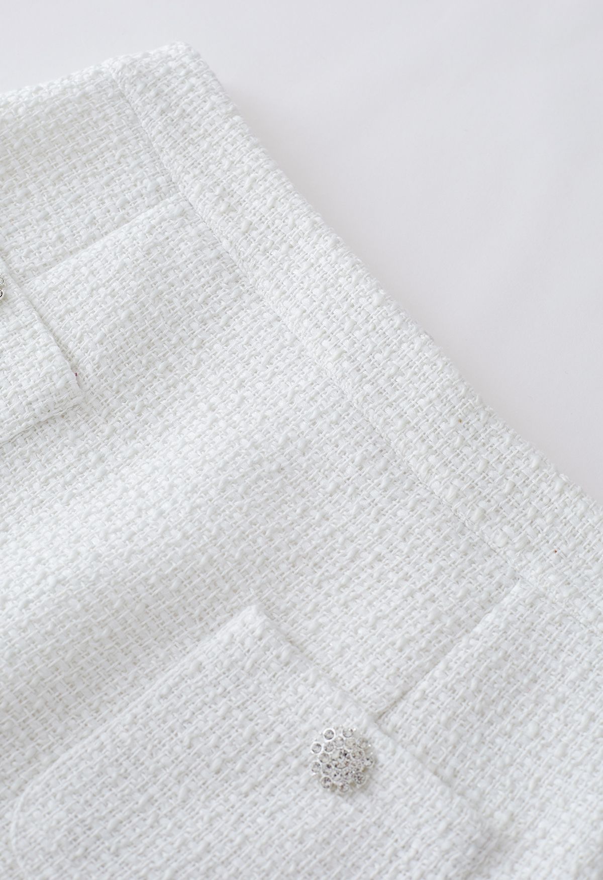 Glaring Snowflake Tweed Mini Skorts in White