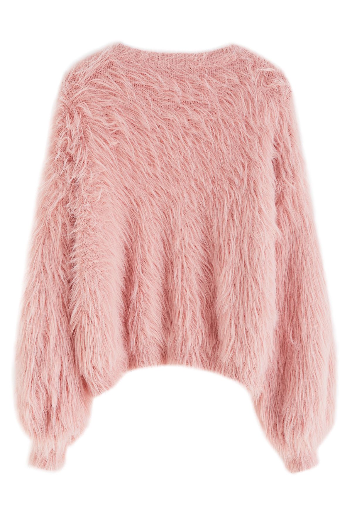Fluffy Silver Sequins Knit Sweater in Pink