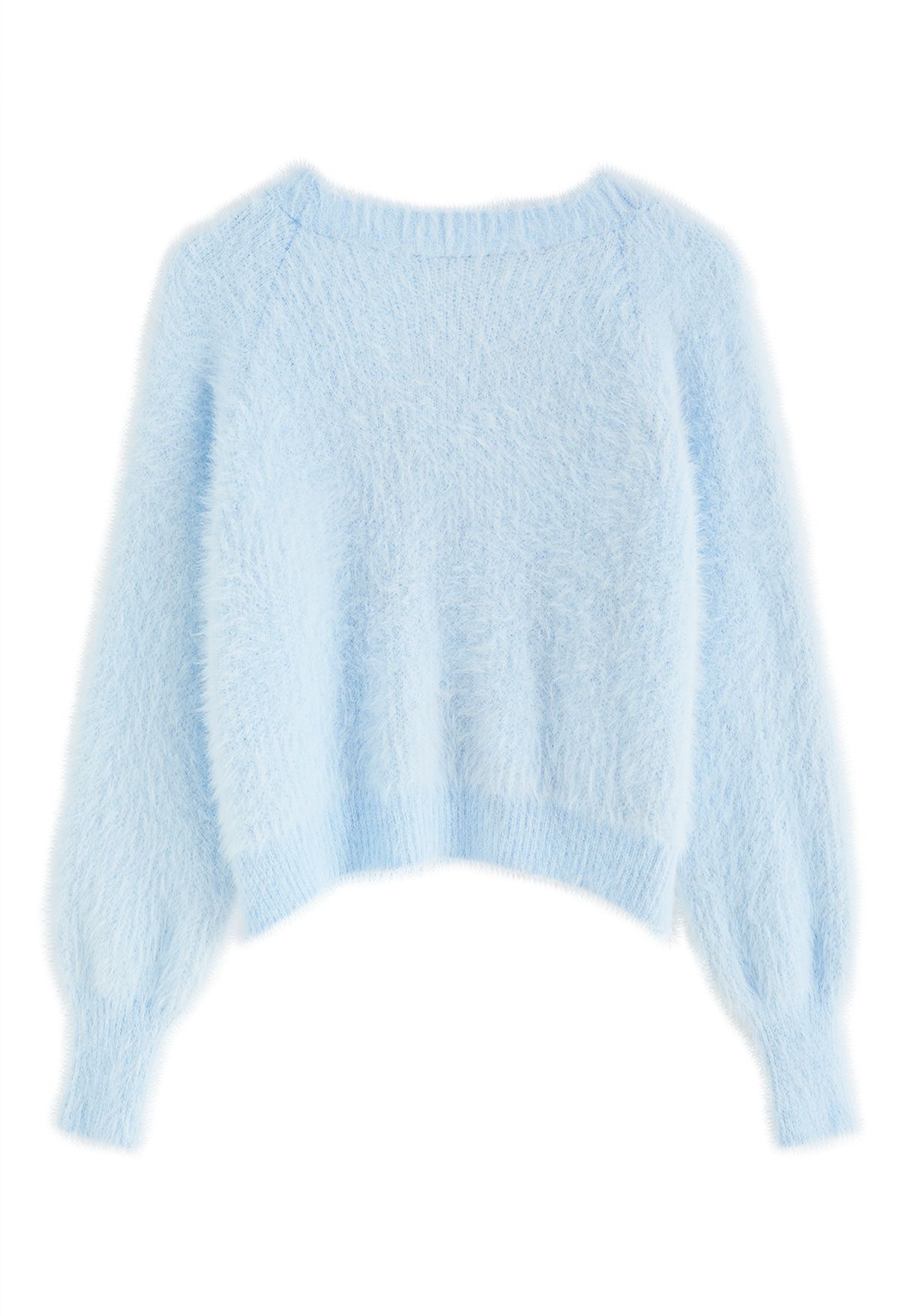 Fuzzy Cami Top and Pearly Buttoned Cardigan Set in Baby Blue