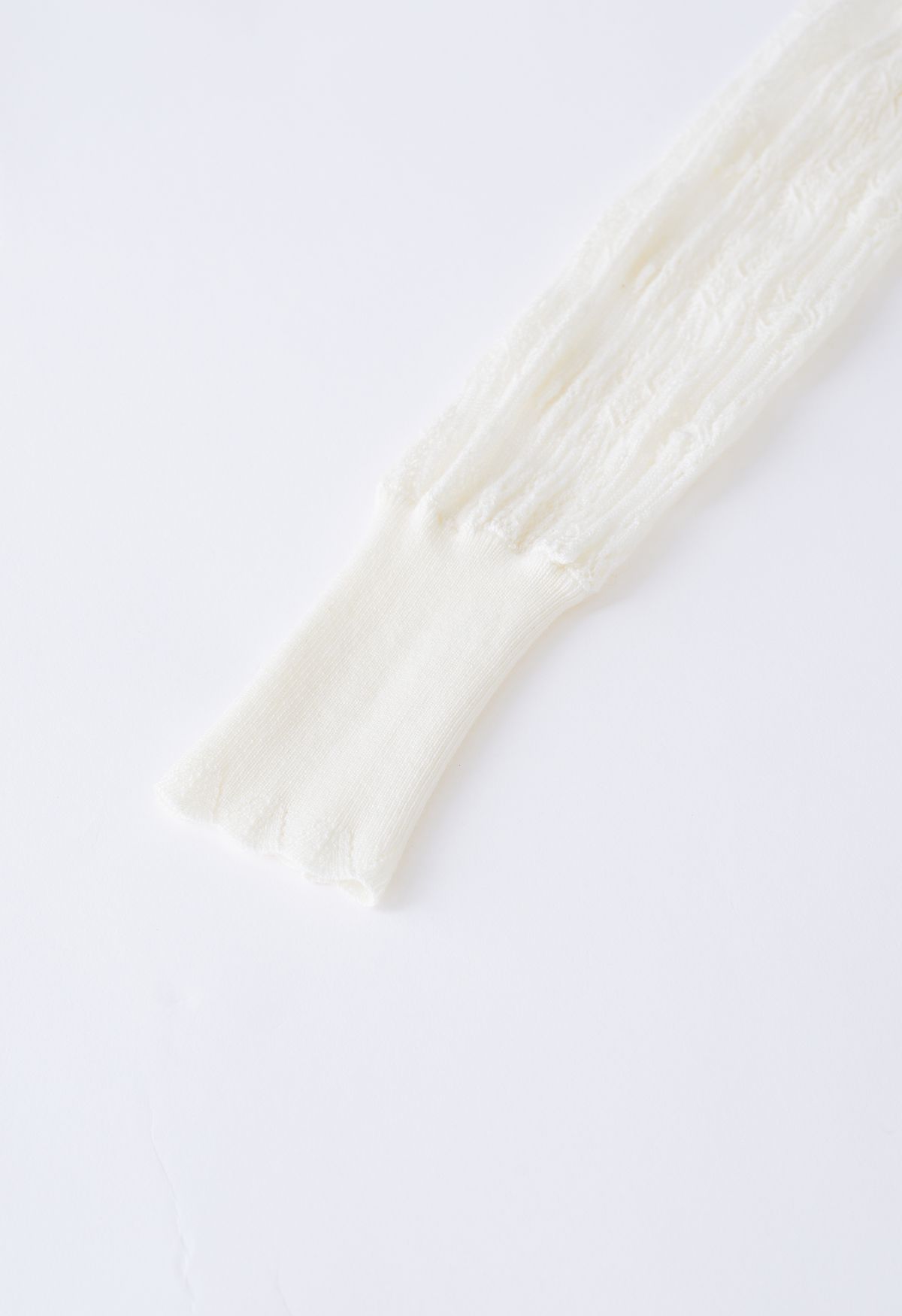 Mock Neck Pointelle Knit Top in Cream