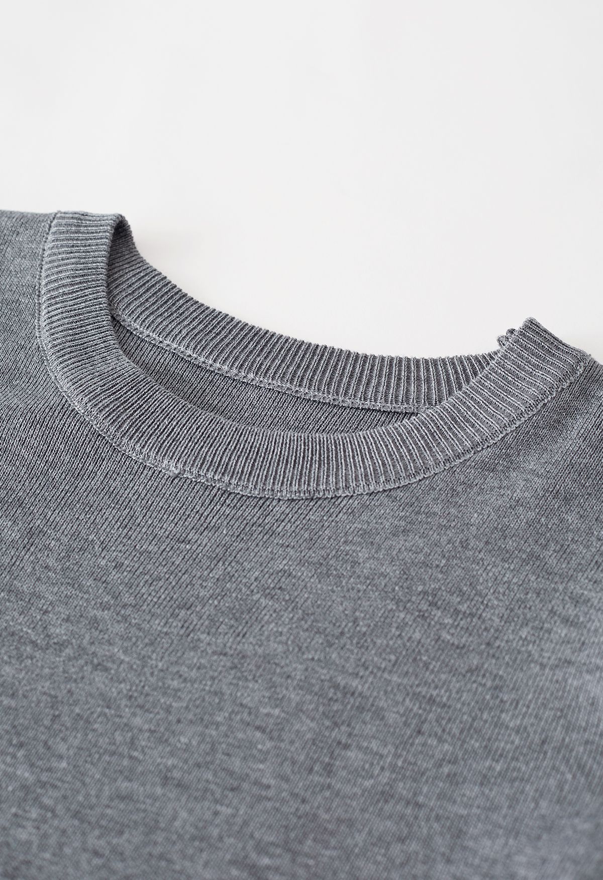 Paisley Crochet Sleeve Knit Top in Grey