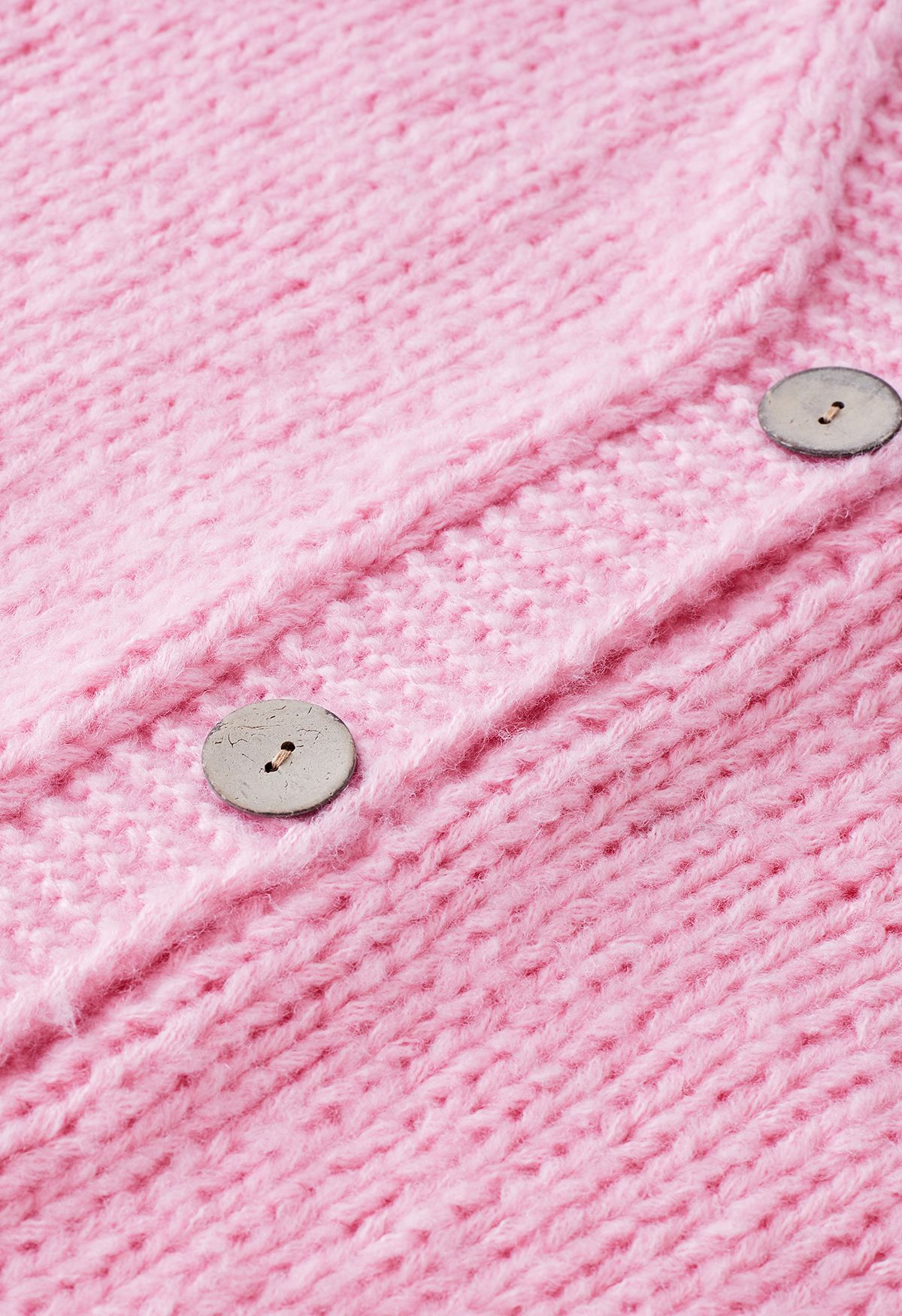 Stitch Strawberry Button Up Hand Knit Cardigan in Candy Pink