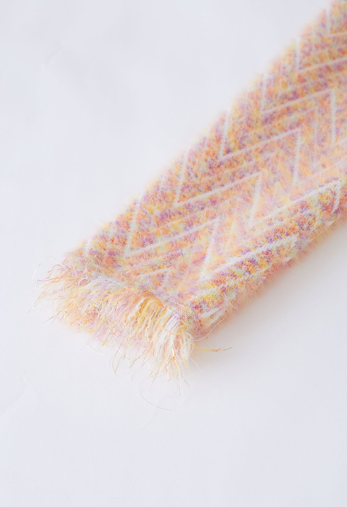 Metallic Tassel Melange Knit Cardigan in Apricot