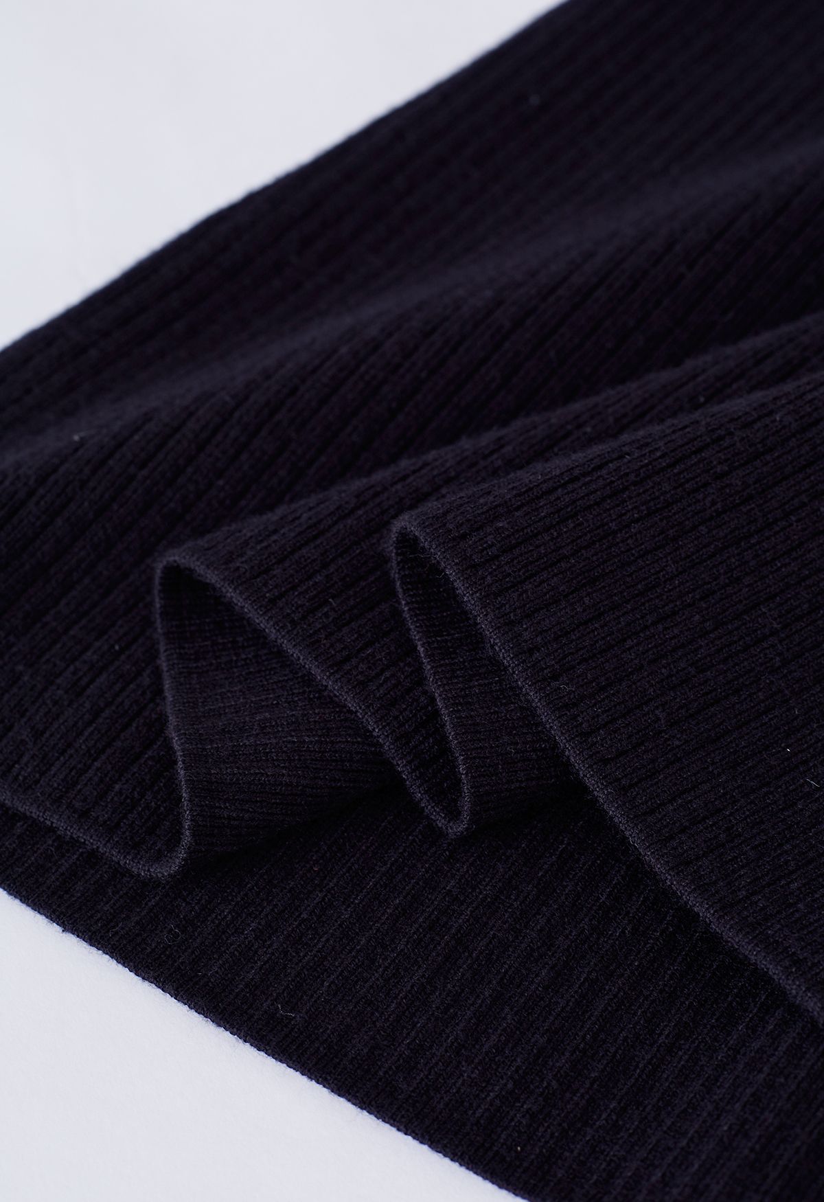 Crisscross Mesh Shoulder Knit Dress in Black