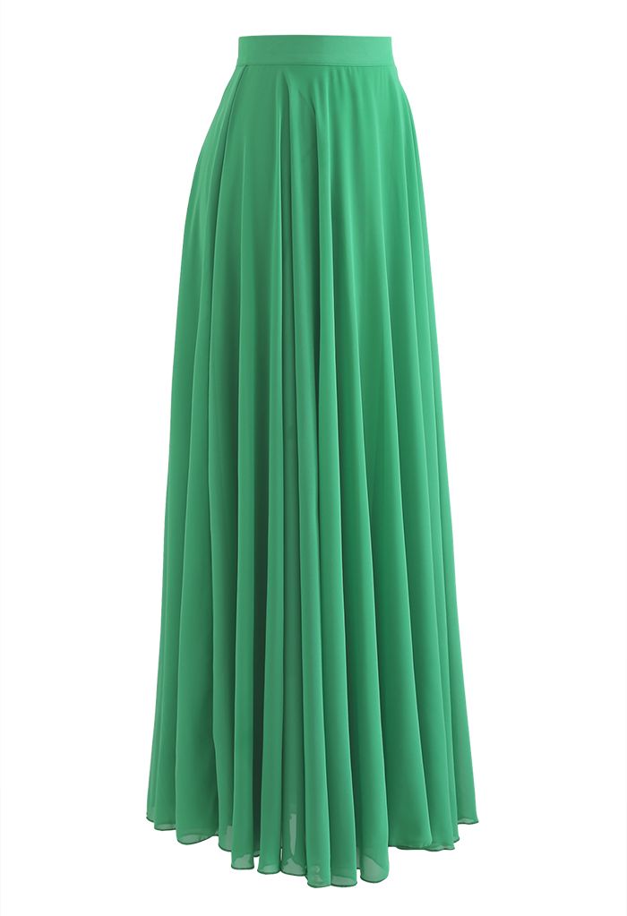 Timeless Favorite Chiffon Maxi Skirt in Green - Retro, Indie and Unique ...