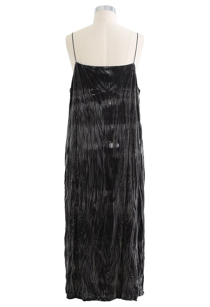 Subtle Pleated Velvet Cami Dress in Smoke