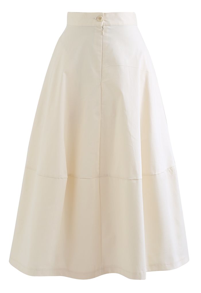 Simple A-Line Midi Skirt in Ivory